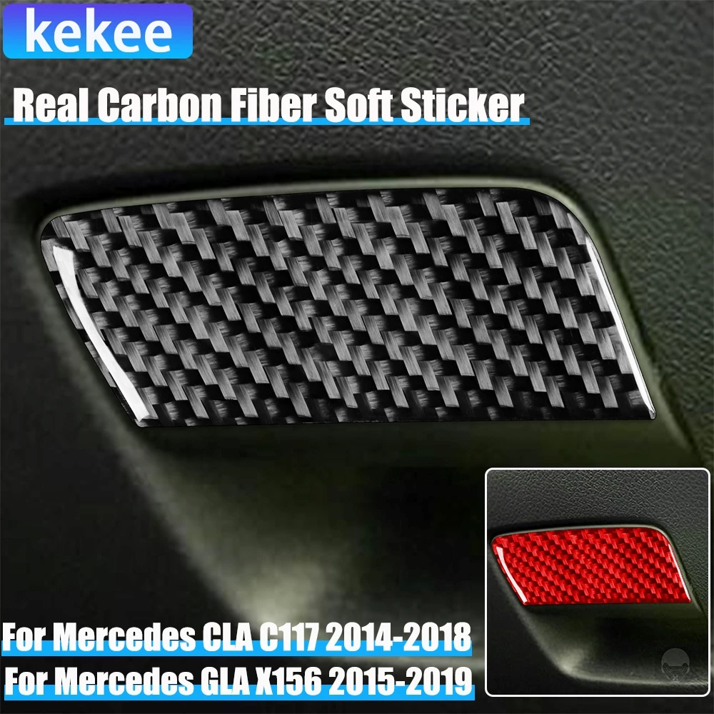 

Real Carbon Fiber Car Accessories Glove Storage Handle Cover Soft Sticker For Mercedes CLA C117 2014-2018 GLA X156 2015-2019