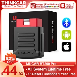 MUCAR BT200 PRO BT200 OBD2 Diagnostic Tool Full System Car Scan Tool Diagnosis scanner for all car 15 Reset Auto Code Reader