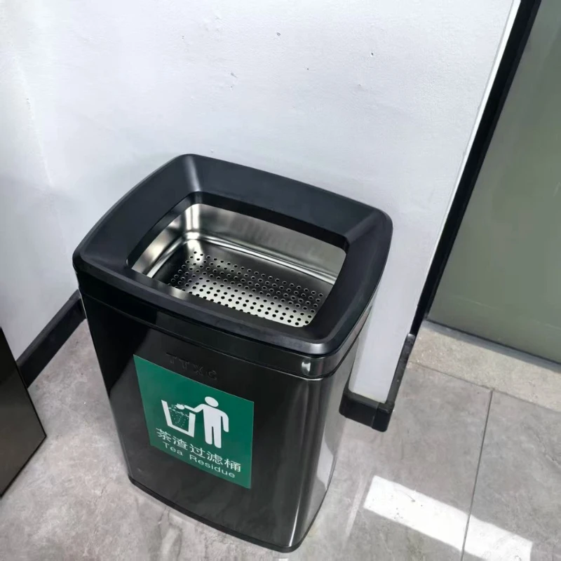 

Stainless Steel Tea Waste Bucket for Office Commercial Dry Wet Separation Garbage Bin Kitchen Filtering Waste Bins for Tea Table