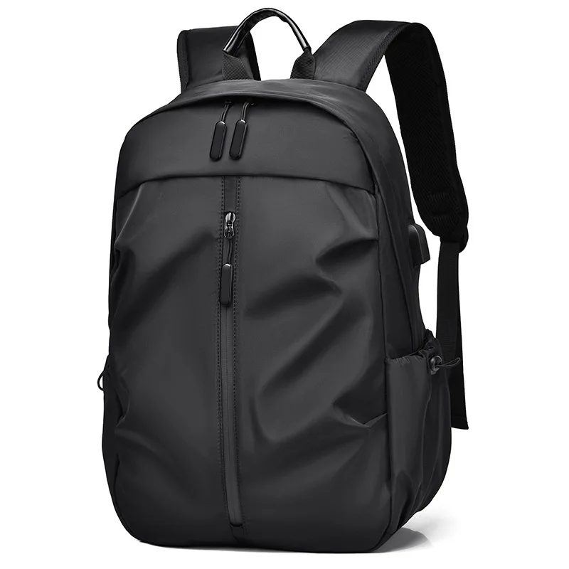 

Men's Dual-Shoulder Bag Simple Pure Color Commuter Backpack for College Students with USB Multi-Function Computer Bag