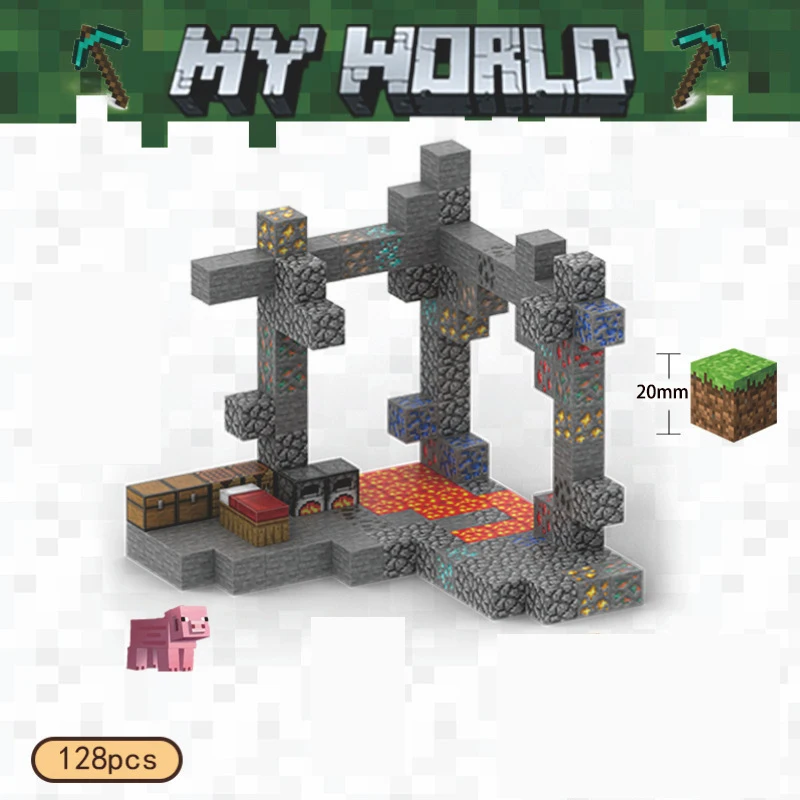 เด็ก DIY บล็อกตัวต่อแม่เหล็ก MINI World เกม Mineral Building Blocks ประกอบของเล่นเพื่อการศึกษาของขวัญ