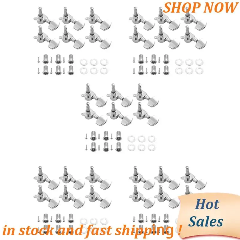 

ABVB-30 Pieces Silver Acoustic Guitar Machine Heads Knobs Guitar String Tuning Peg Tuner(15 For Left + 15 For Right)