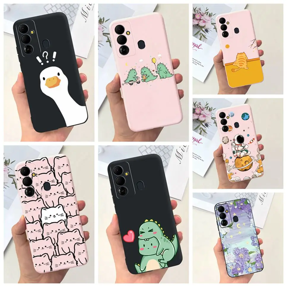 For Tecno Pop 6 Go Case Fashion Cartoon Patten Black Pink Soft Silicone Back Cover For Tecno Pop 6 Pop6 GO BE6j Phone Case Funda