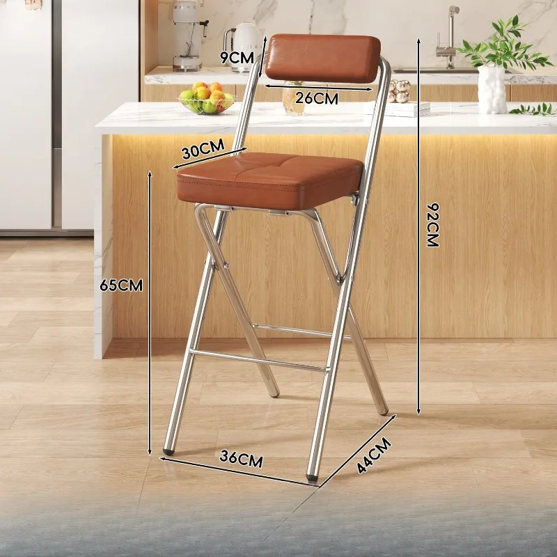 -ww Foldable Bar Stools with Backrest for Adults, High Kitchen Stools for Long Sitting, Front Desk & Cashier High