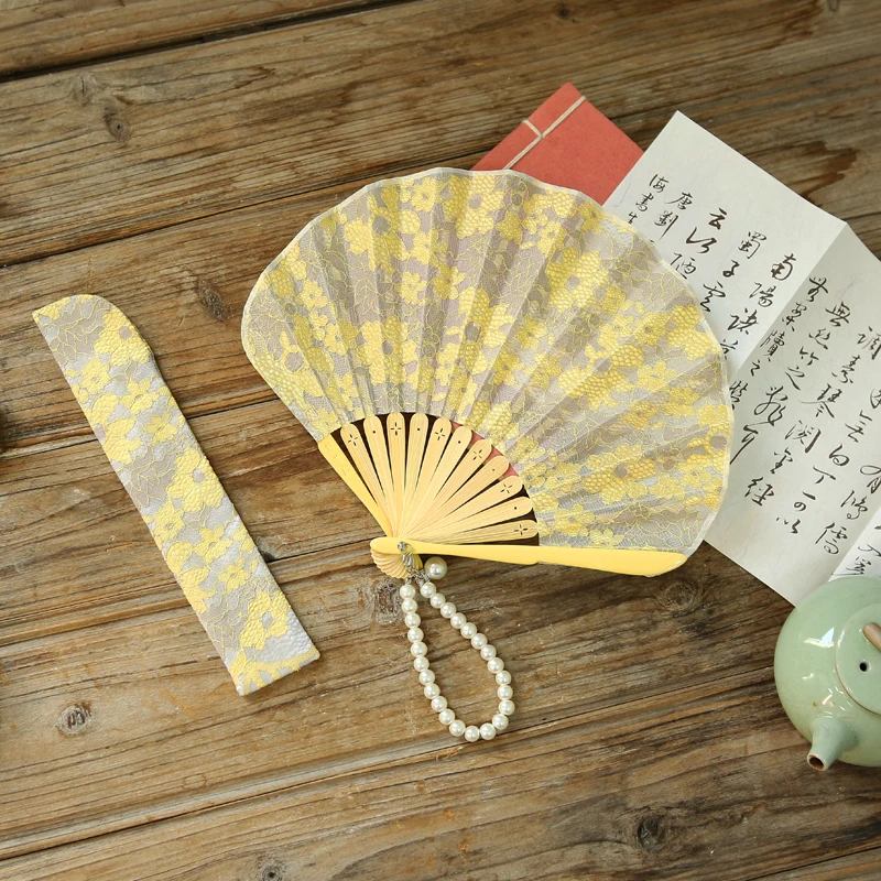 Folding Fan Personalized Shell Fan Summer Outdoor Play Decorative Hand Fan Silk Cloth Durable Small Fan Wedding Mini Hand Fan