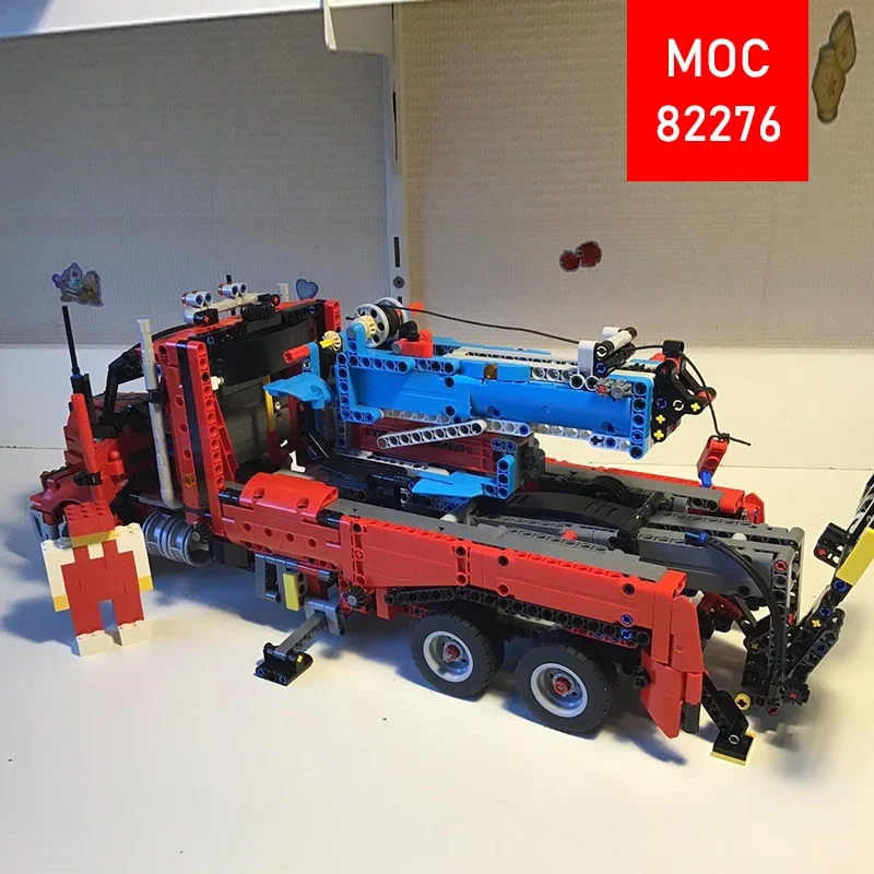 Custom MOC Flatbed Trailer with Crane TechnicModel - Trendy Educational Toys -  Fun Building Game Set - Top Choice Holiday gifts