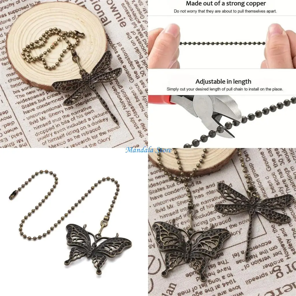 

U2JC Metal Dragonflies and Butterfly Ceiling Fan Pull Chains for Indoor Lighting