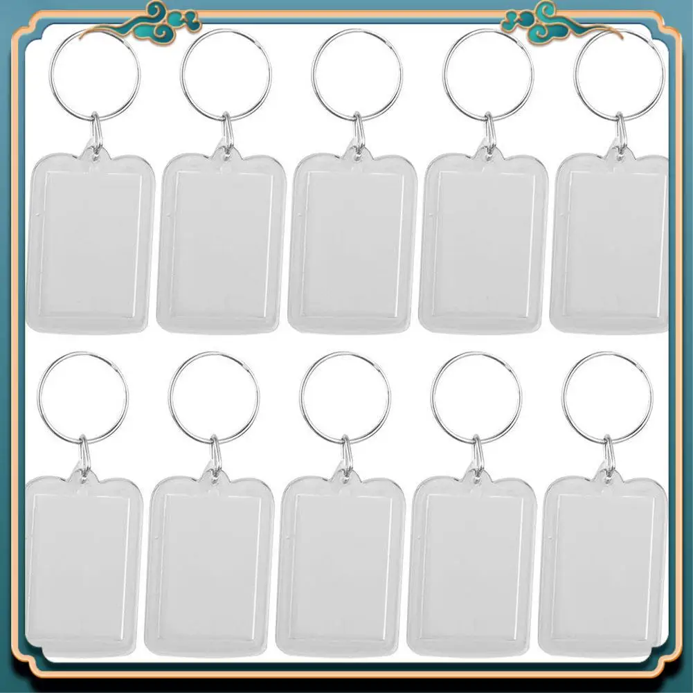 ABJG-キーホルダー 10 個セット DIY 取り外し可能な白い長方形フォトフレームキーホルダー 3.3X5cm