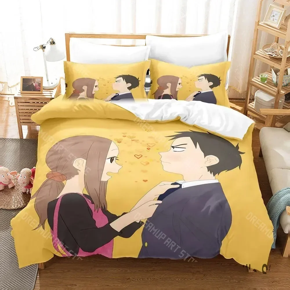 2026 Teasing Master Takagi-san Bedding Set Single Twin Full Queen King Size Bed Set Aldult Kid Bedroom Duvetcover Sets Anime Bed