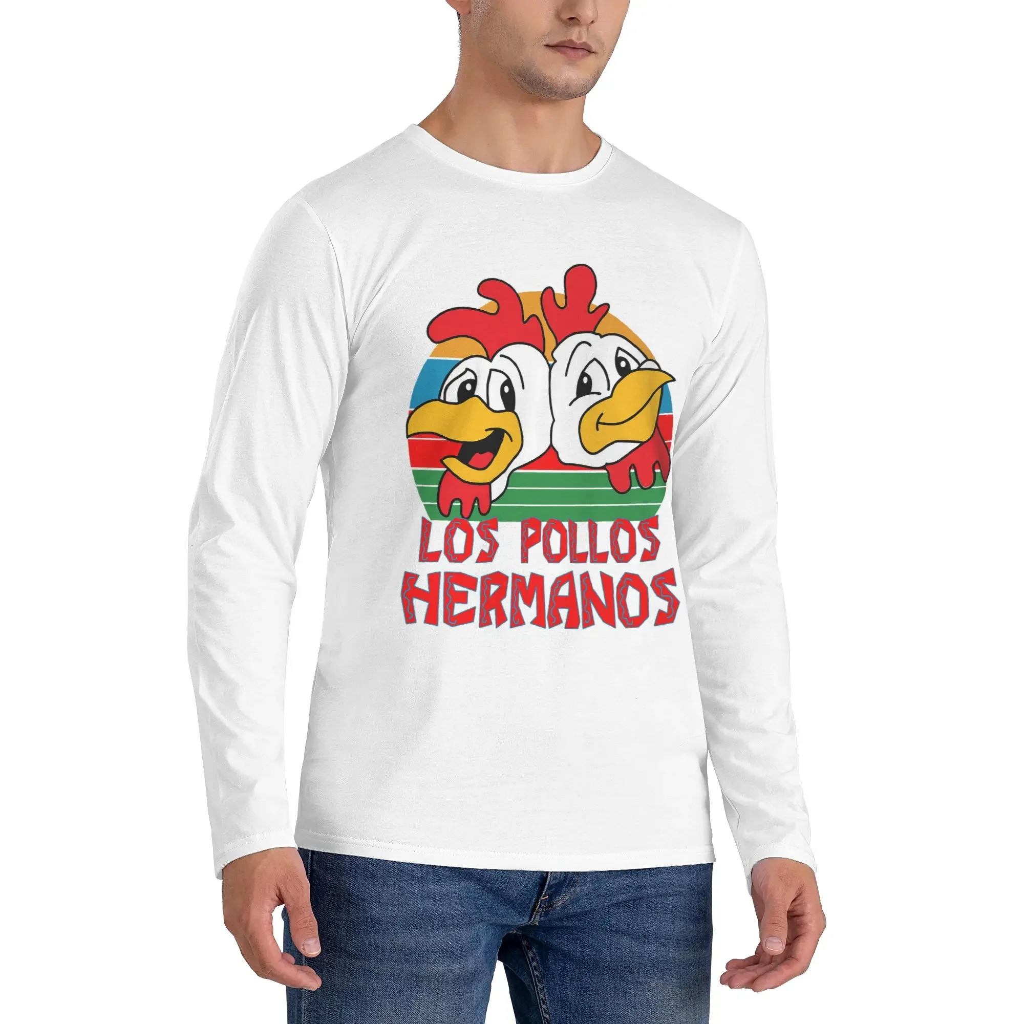 

Los Pollos Hermanos (15) Мужская футболка с длинными рукавами Дышащие футболки с круглым вырезом Весенние и осенние мужские топы