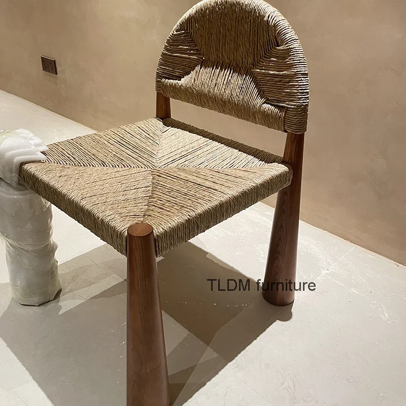 

Retro Nordic Wabi-sabi Dining Chair Rattan Homestay Restaurant Designer Dining Chair Kitchen Silla De Comedor Home Furniture