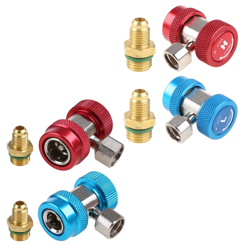 2 pz/set adattatore per attacco rapido per Auto R134A H/L per aria condizionata per Auto Set di manometri per collettore A/C regolabili per refrigerante