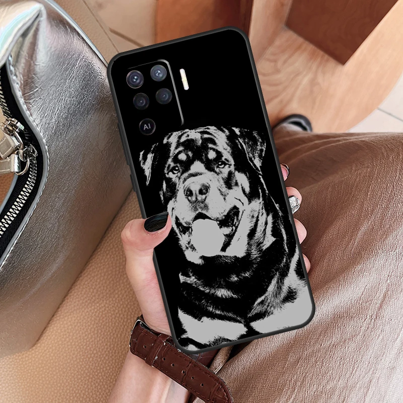 Cute Rottweiler Dog Case For OPPO A74 A54 A94 A78 A98 A17 A77 A52 A72 A93 A15 A16 A76 A96 A5 A9 A57S A53S A54S