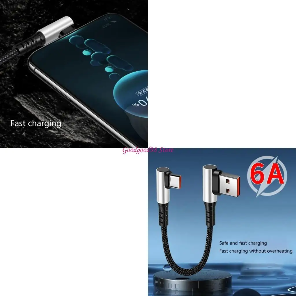 

90 Degree Elbow USB to Type C Charging Cord with 480Mbps Sync for Headphones and Speakers W8EC