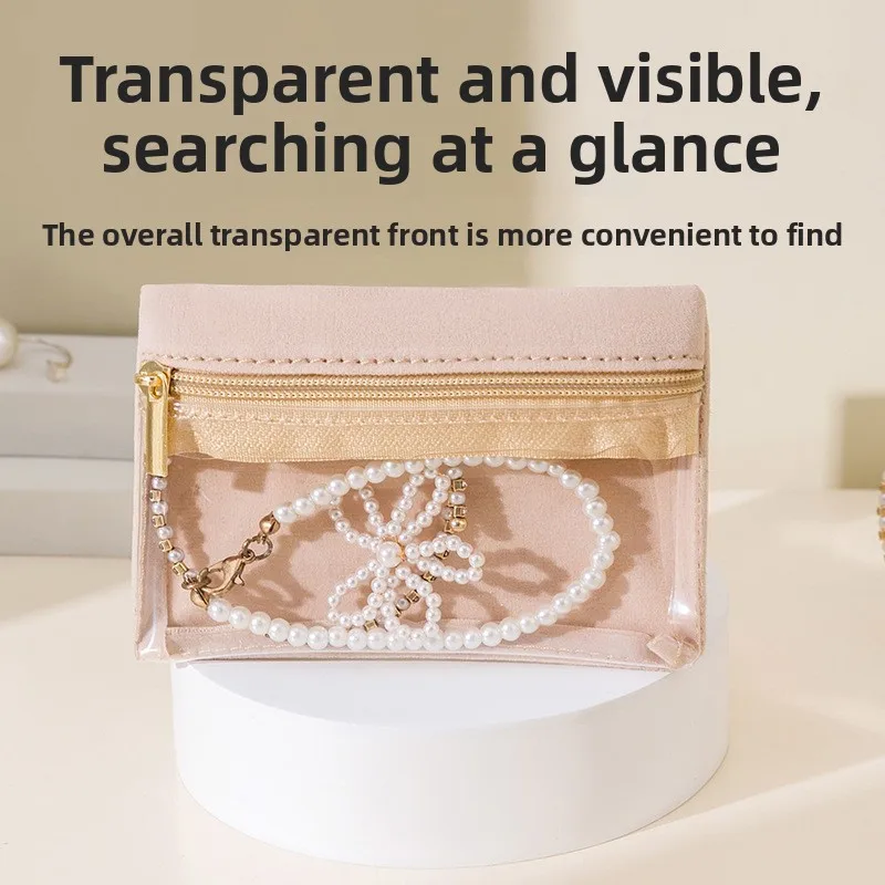 Mini Transparent Jewelry Organizer Bag Travel Zipper Pouch Earring Ring Bracelet Storage Bag Loose Change Cosmetic Makeup Bag