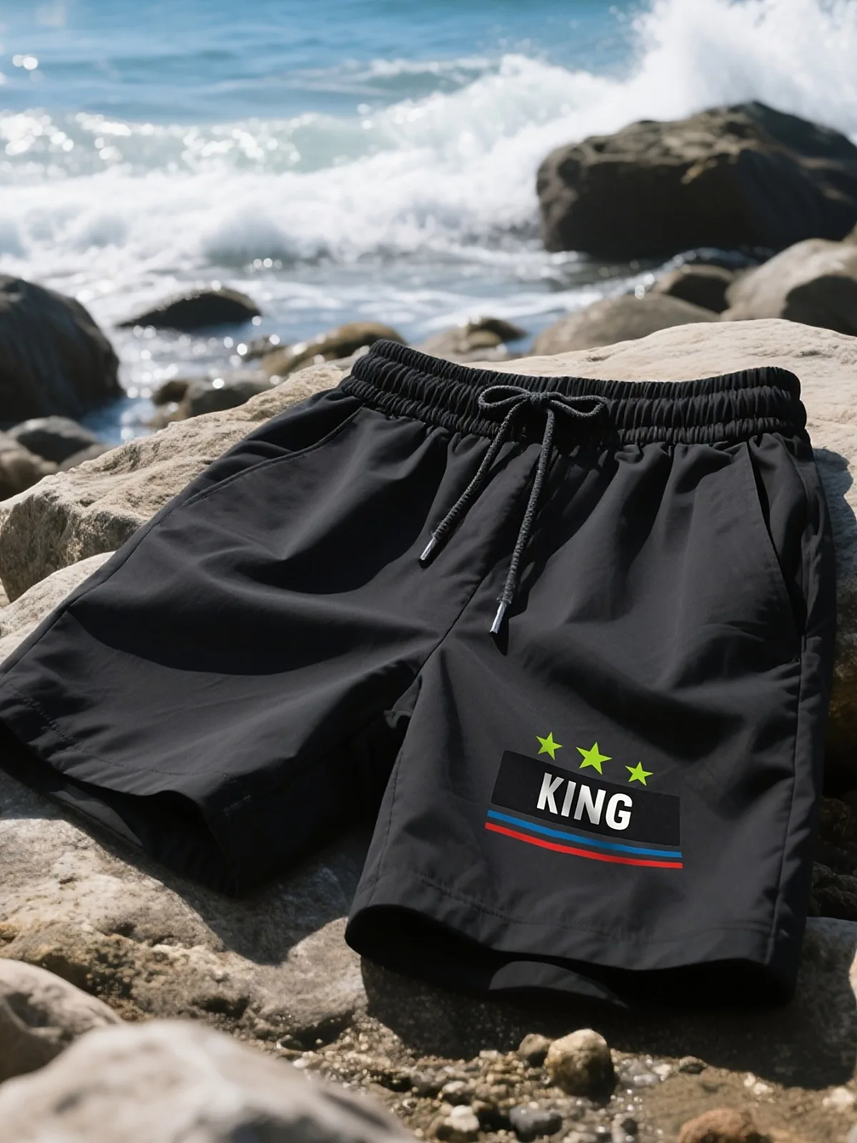 

King ThreeStar модные летние мужские пляжные шорты с принтом, дышащие повседневные удобные и модные мужские шорты