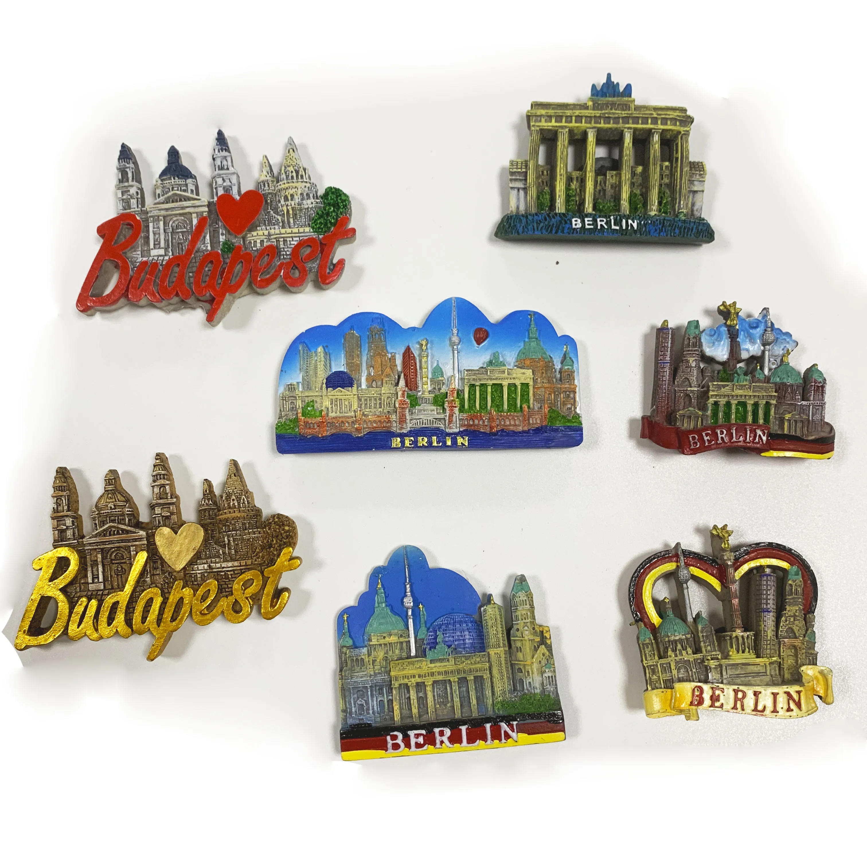 Country Fridge Magnets Germany Berlin Budapest Tourist souvenir Fridge Magnet Sticker World Travel Collection Gift  Magnetic