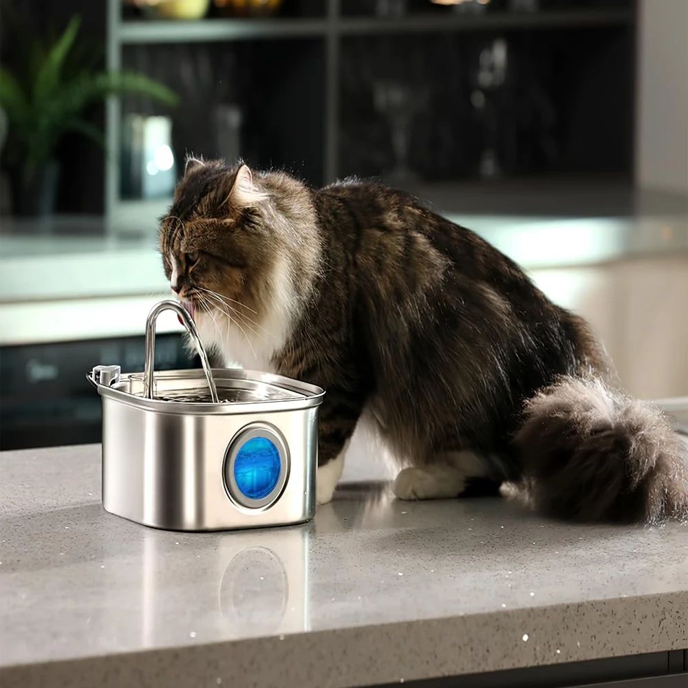 3.2L Stainless Steel Pet Water Feeder Auto Cat Fountain Smart Dog Water Dispenser Visual Window Drinking Bowl Pet Accessories