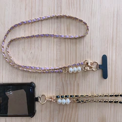 Phone Strap Anti-lost Lanyard Pearl Pickup Chain Women's Long Neck Shoulder Strap Universal Anti Loss Lanyard for All Phone Case