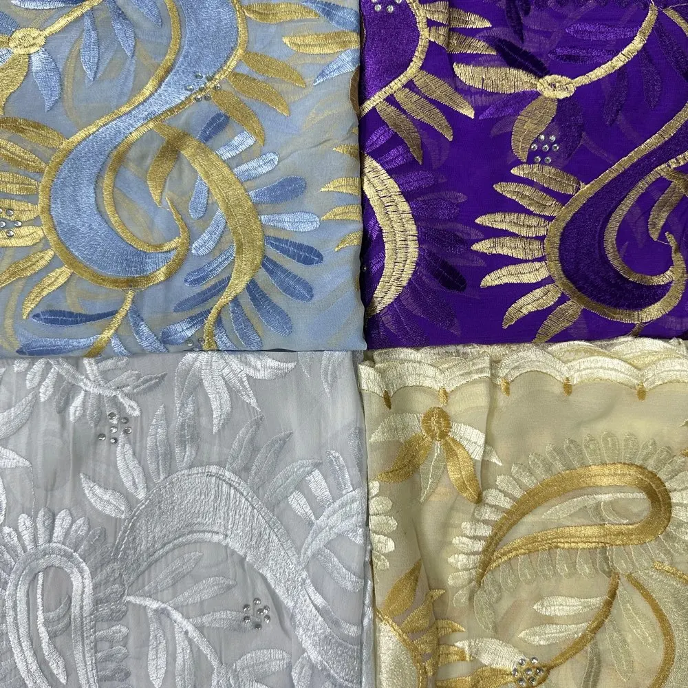 Großhandel traditioneller ethnischer Chiffon-Schal, langlebig, großer Hijab, verschiedene afrikanische Farben, atmungsaktiv, bequem, Pashmina, weiche Tücher
