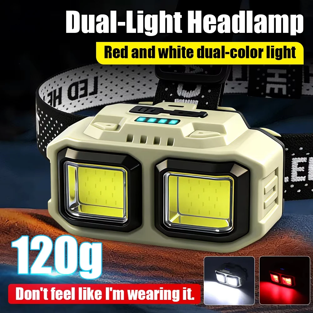 Powerful COB Headlamp Torch USB Rechargeable Flashlight Headlight Waterproof Head Light Camping Fishing Mining Light Lamp Torch