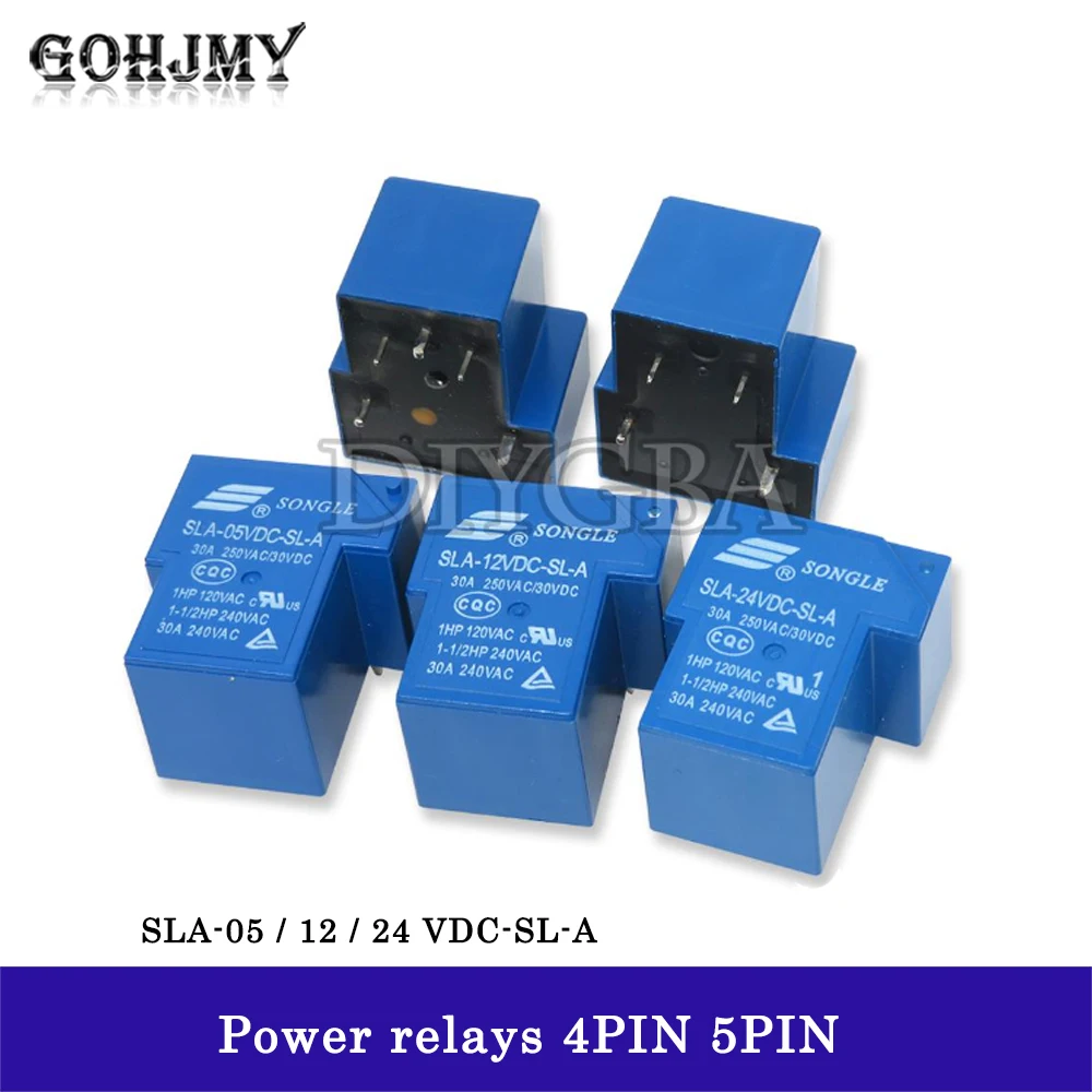 1PCS Power relays SLA-05VDC-SL-A SLA-12VDC-SL-A SLA-24VDC-SL-A 5V 12V 24V 30A T90 4PIN 5PIN SLA-05VDC