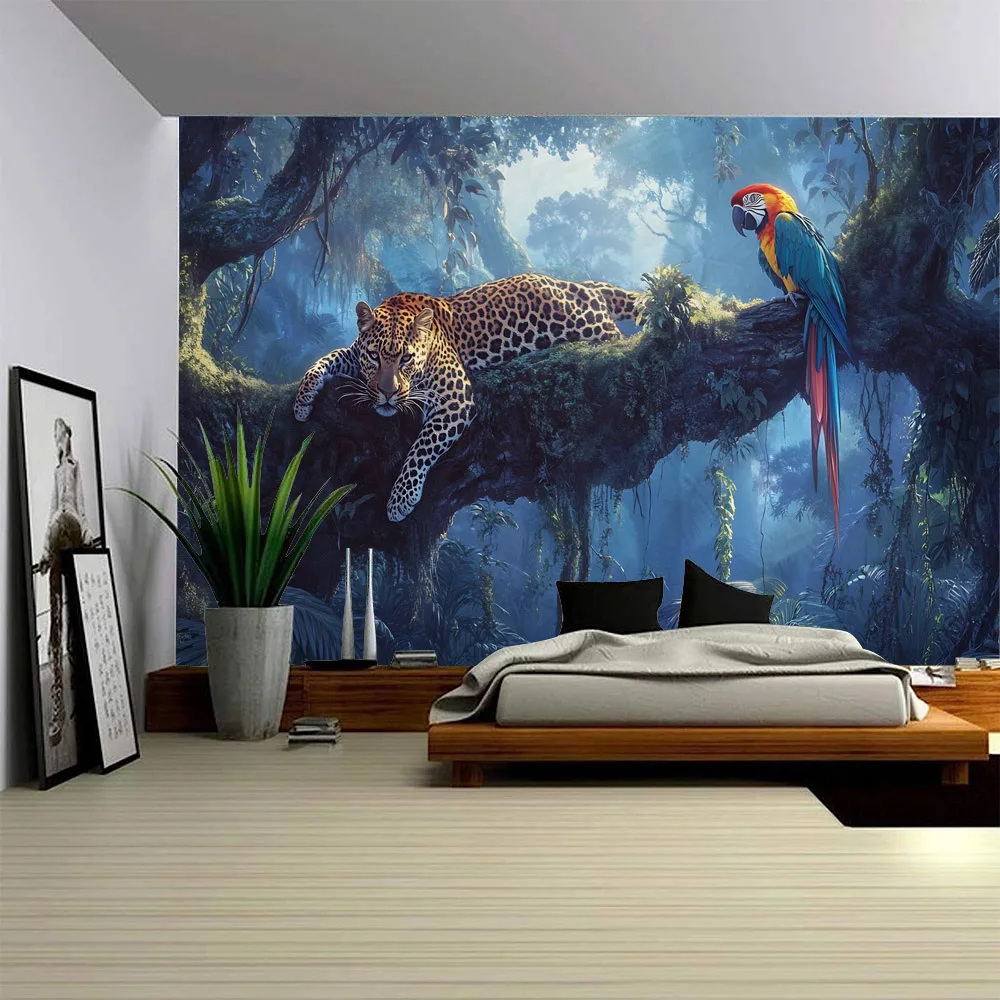 

3D tapestry Bohemian decoration, psychedelic jungle leopard, hippie animal decoration, hanging cloth, background poster