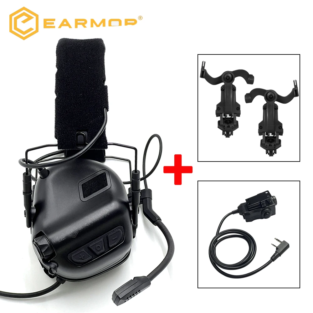 EARMOR M32 SE Tactische Schieten Headset Jacht Ruisonderdrukking Oorbeschermers met Helm ARC Beugels, M51 PTT voor Communicatie