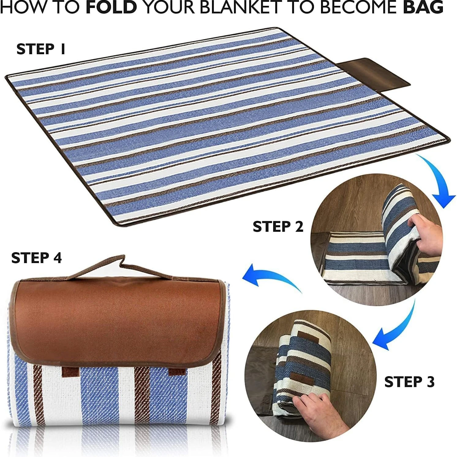 Outdoor Hiking Picnic Custom Printed Extra Large Cotton Canvas Oxford Waterproof Roll up Picnic Blanket Beach Blanket