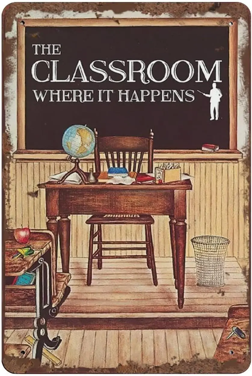 The Classroom Teacher Vintage Tin Sign Classroom Decor Platform Decor Blackboard Decor for Home Classroom Office Cafe