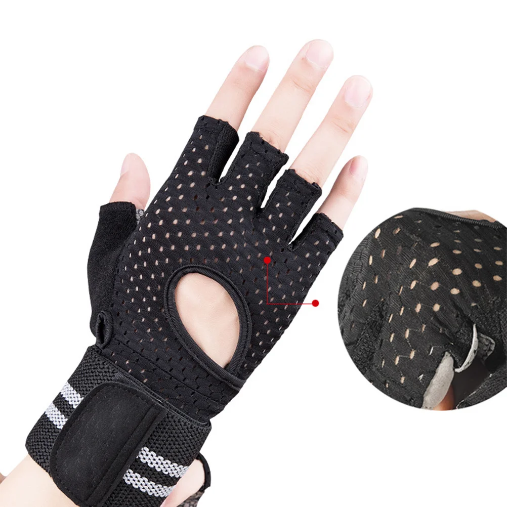 

1Pair Fitness Anti-Slip Gloves Breathable Wrist Wrap Weightlifting Gloves Gym Bodybuilding Workout Size L Black