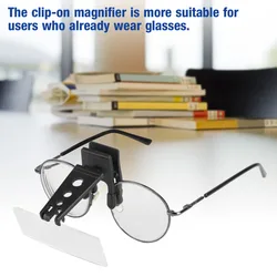 1.5x 2.5x 3.5x Magnification Plastic Case Clip on Glasses Type Magnifier Magnifying Glass Plastic Magnifier Clip on Magnifier