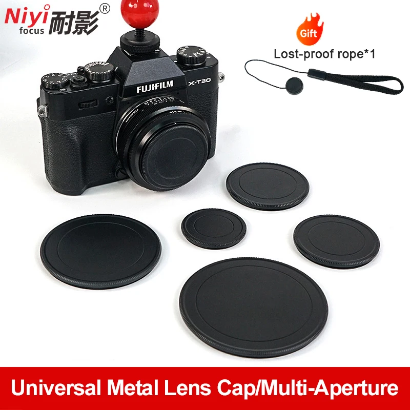 

Universal Camera Lens Cap 37/40.5/43/46/49/52/55/62mm Metal Material Lens Cover with Lost-proof Rope for Nikon Canon Sony Fuji