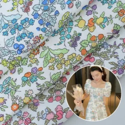 Cotton Poplin Spring/Summer New Fruit and Flower Printed Fabric 60S Strawberry Pattern Shirt Dress Children's Clothing Fabric