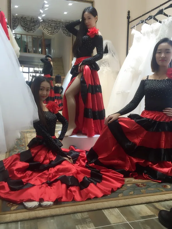 Hot Selling Skirt Opening Dance Large Swing Skirt Performance Dress Spanish Bull Dance Skirt Belly Dance Flamenco Dress