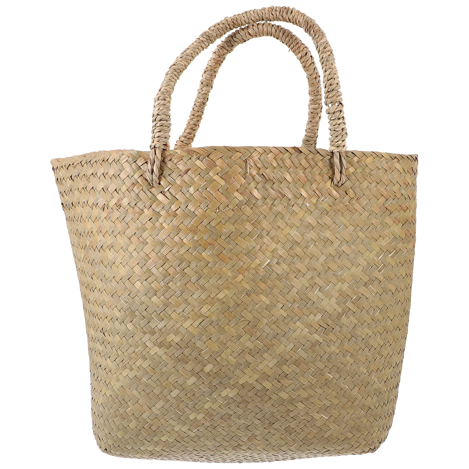 

Seagrass Basket for Plants Wicker Baskets Straw Flower Laundry Woven Rattan Hand-held