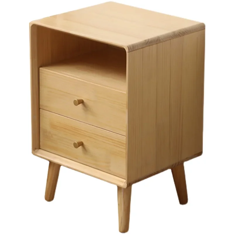 Luxury Unique Bedside Table Nordic Industrial Design Minimalist Drawer Organizers Office Table De Chevet Solid Wood Furniture