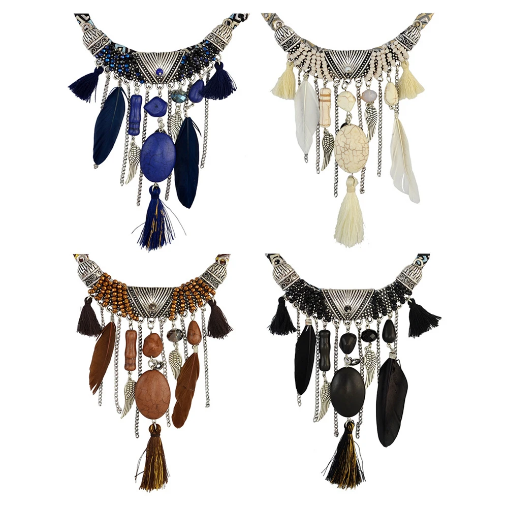 Fashion Boho Necklace Vintage Turquoise Long Tassel Necklace Ladies Personality Ethnic Necklace Party Jewelry Gift 2022