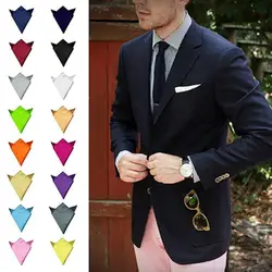 Vintage Business Suit Hanky Breast Scarf Satin Solid Plain Color Handkerchief Hanky Pocket Square Wedding Party Handkerchief