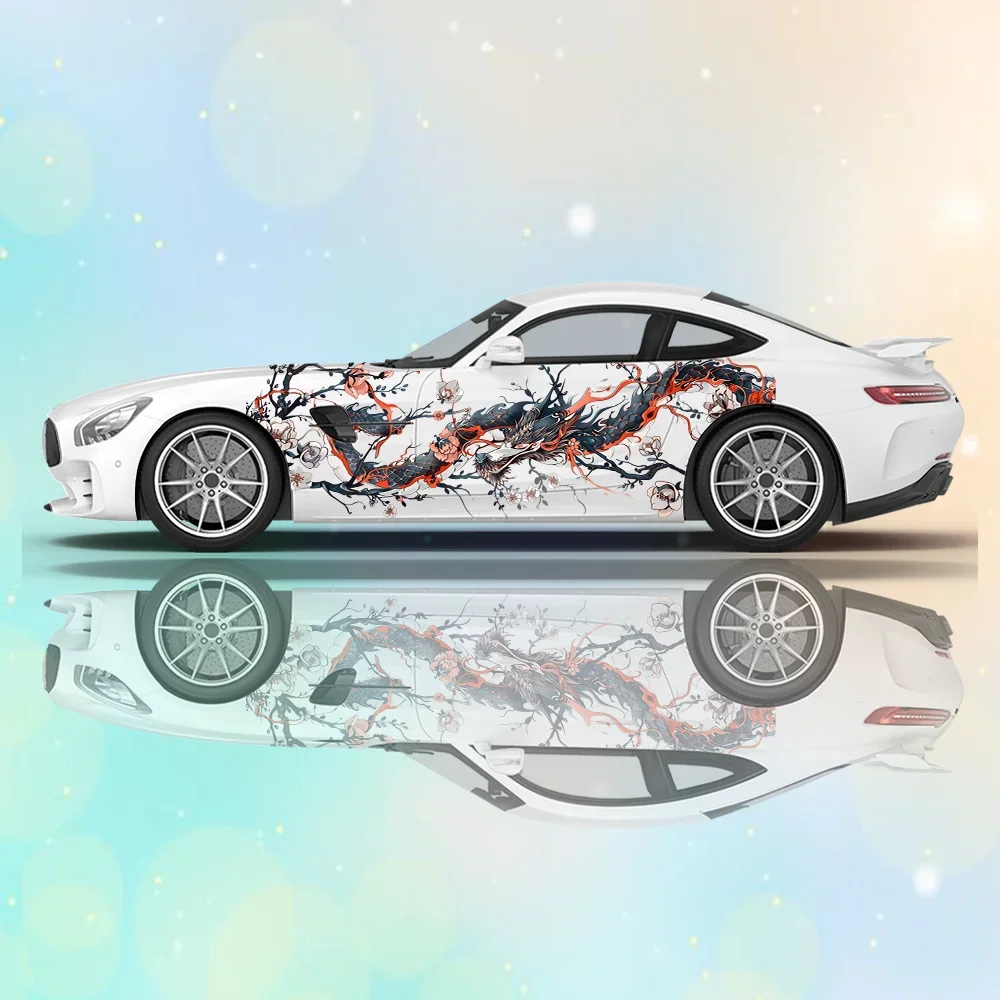 

Flying Dragon Plum Blossom Car Vinyl Wraps Decal PVC Anti Scratch Sticker Suitable for Trucks SUV Decor Auto Accessories Gift