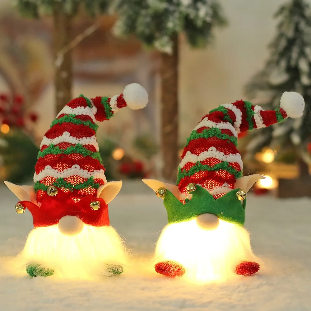 

Sprite Elf Gnome Lights illuminated Glowing Gnome Glowing Doll Forest Santa With Lights Christmas Dwarf Ornament Table Decor