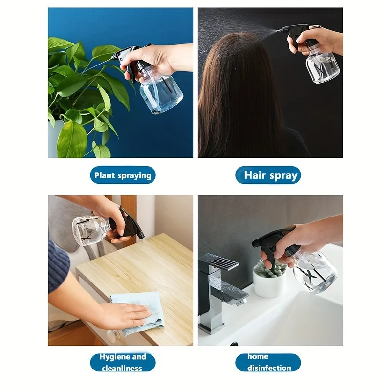 1pc Bouteille pulvérisateur en plastique transparent avec peigne et ciseaux, à pression, pour salon de coiffure, accessoires et outils de soin des cheveux