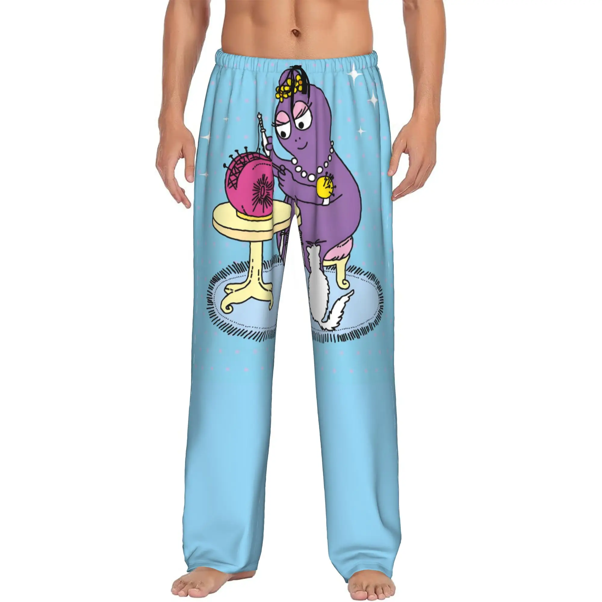 Custom Print Funny Cartoon Barbapapa Wallpaper Pajama Pants Men  Sleep Sleepwear Bottoms with Pockets