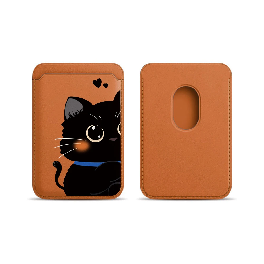 Elegante Katzen-Paar-Leder-Kartenhalter-Handyhülle für Magnetische Hüllen, Geeignet für alle iPhone Magsafe Karten-Handy-Rückseiten-Taschen – Detail 11