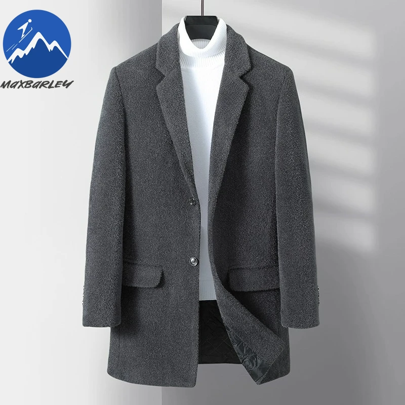 

Maxbarley Mens Wool Blend Jacket Comfortable Korean Style Lightweight Coat Classic Lapel Anti Pilling Winter Wool Mixed Jackets