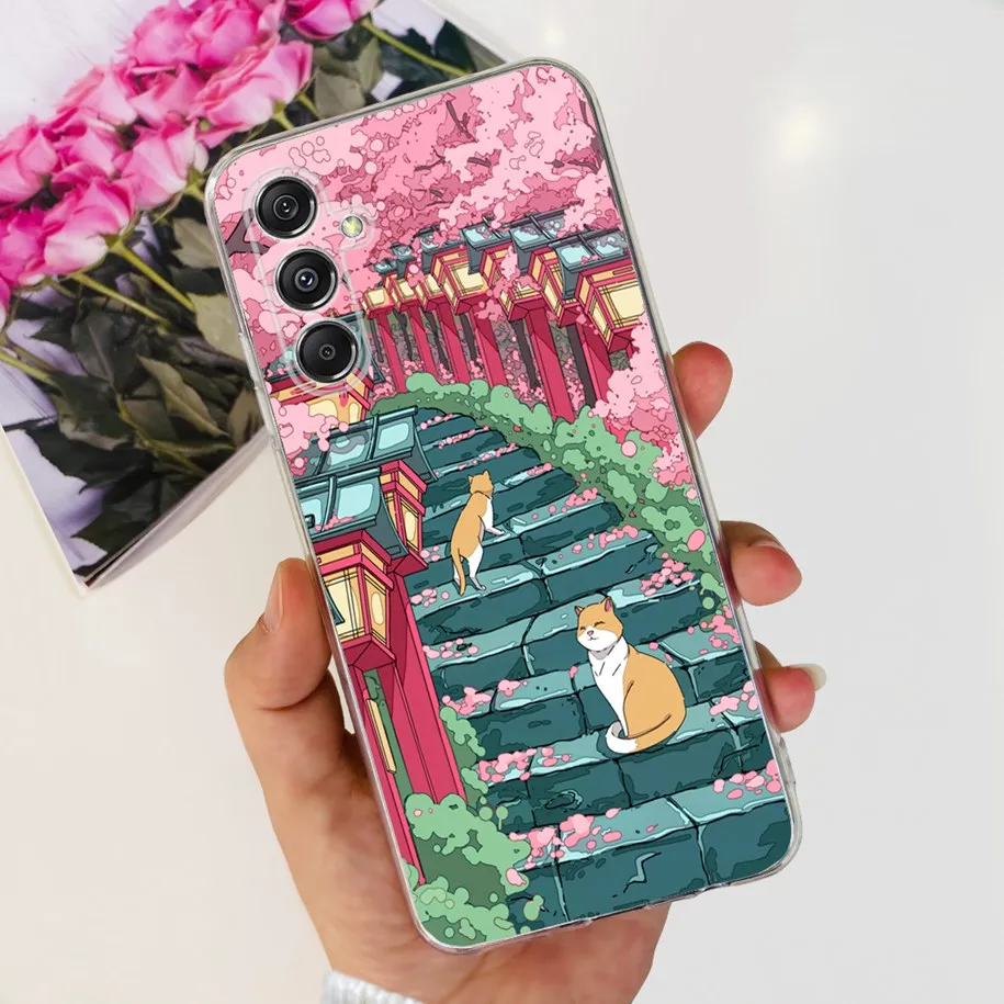 For Funda Samsung Galaxy M34 5G Case Fashion Flower Marble Soft Clear Slim Cover For Samsung M14 M54 5G SM-M546B SM-M146B Bumper