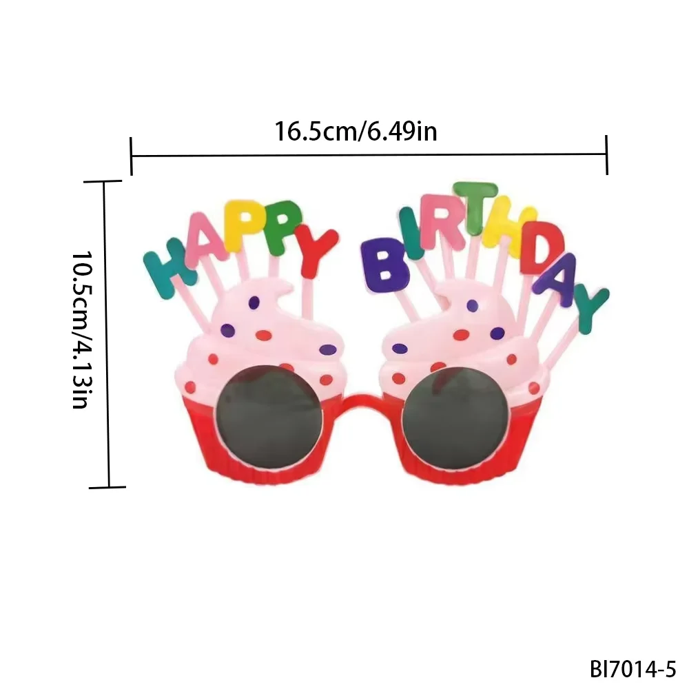 PESENAR 레드 컵케이크와 '생일 축하합니다' 생일 안경, 생일 행사에 활기찬 개성을 보여줍니다.