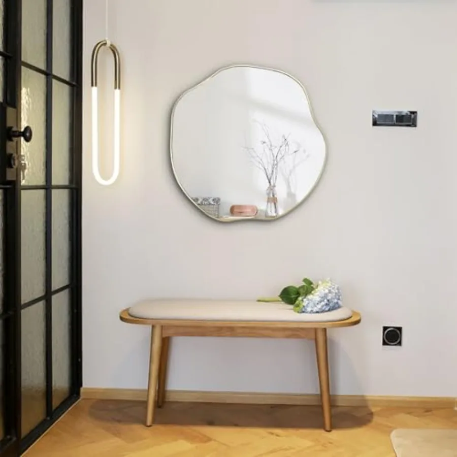 

Irregular Mirror, 20" Asymmetrical Wall Mirror, Scalloped Rounded Mirrors, Modern Frameless Abstract Mirrors for Living Room Be