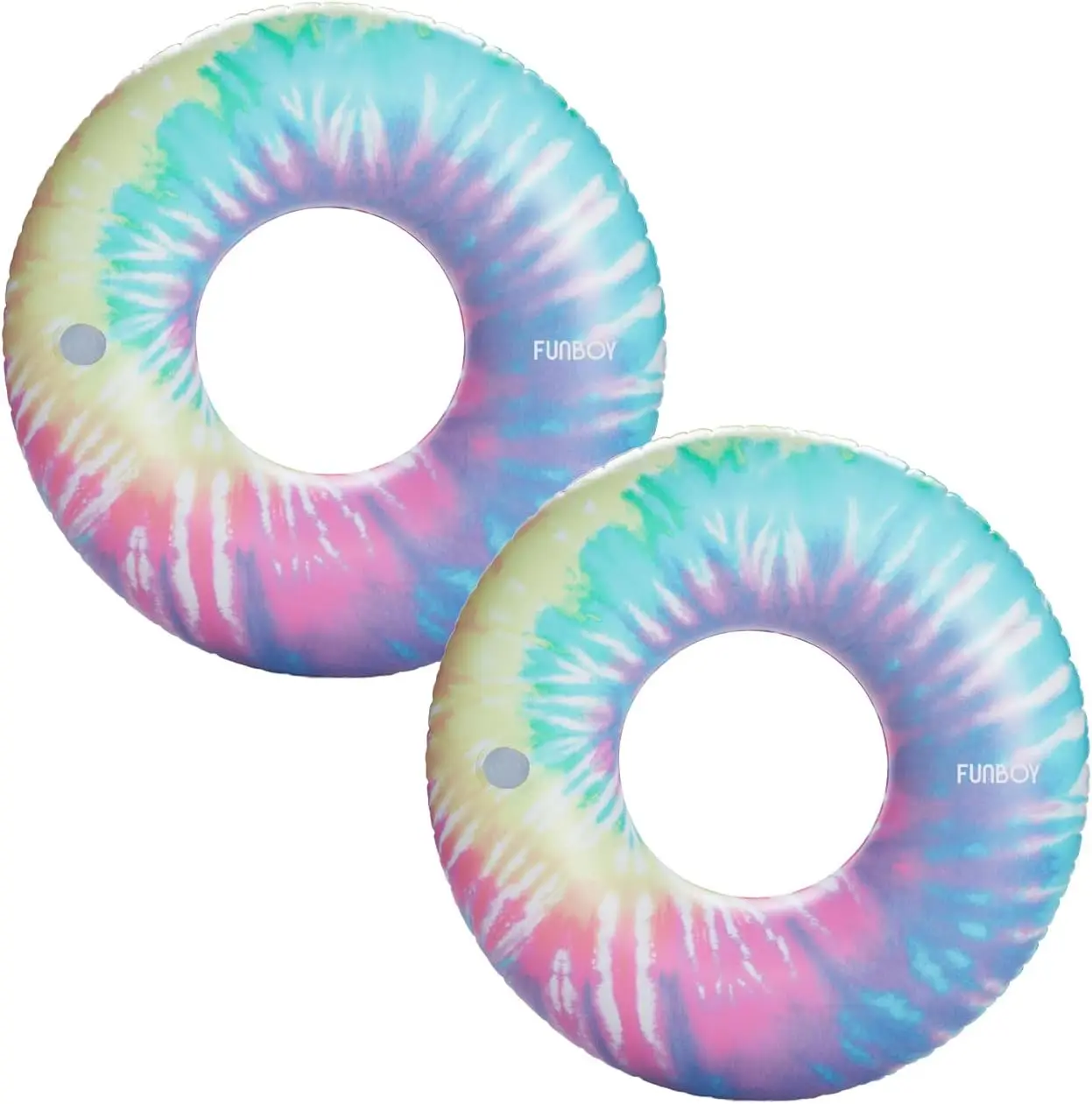 

Giant Inflatable Tie Dye Tube Float, Donut Style Pool Float for Summer Parties, Bundle of 2