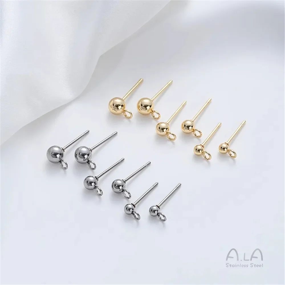 Non-fading Titanium Steel Doudou Earrings Stainless Steel Ball with Suspender Earrings DIY Handmade Earrings Ear Jewelry Materia